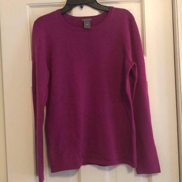 Ann Taylor Womens Sweater Crew Neck Dark Pink - Picture 5 of 8